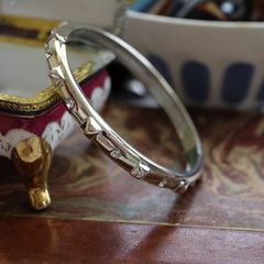 「スタッズ&ジルコニアシルバーメタルクランパー」ブレスレット ヨーロッパ 1990s
