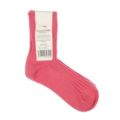 Organic Ribbed Socks Short Length ピンク 靴下