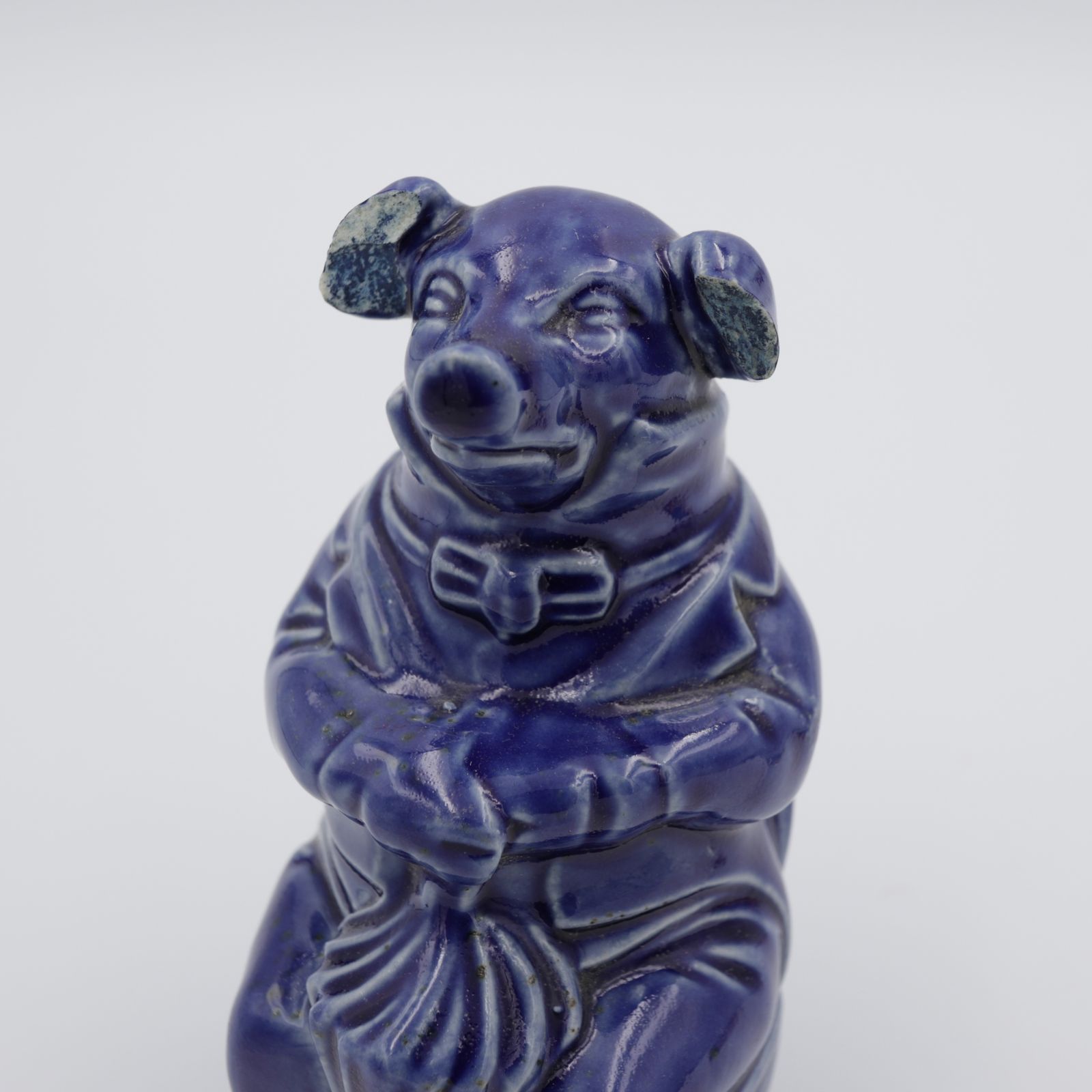 傘を持つブタの紳士ピギーバンク バルボティーヌ オンネー窯 ベルギー 1890-1910s