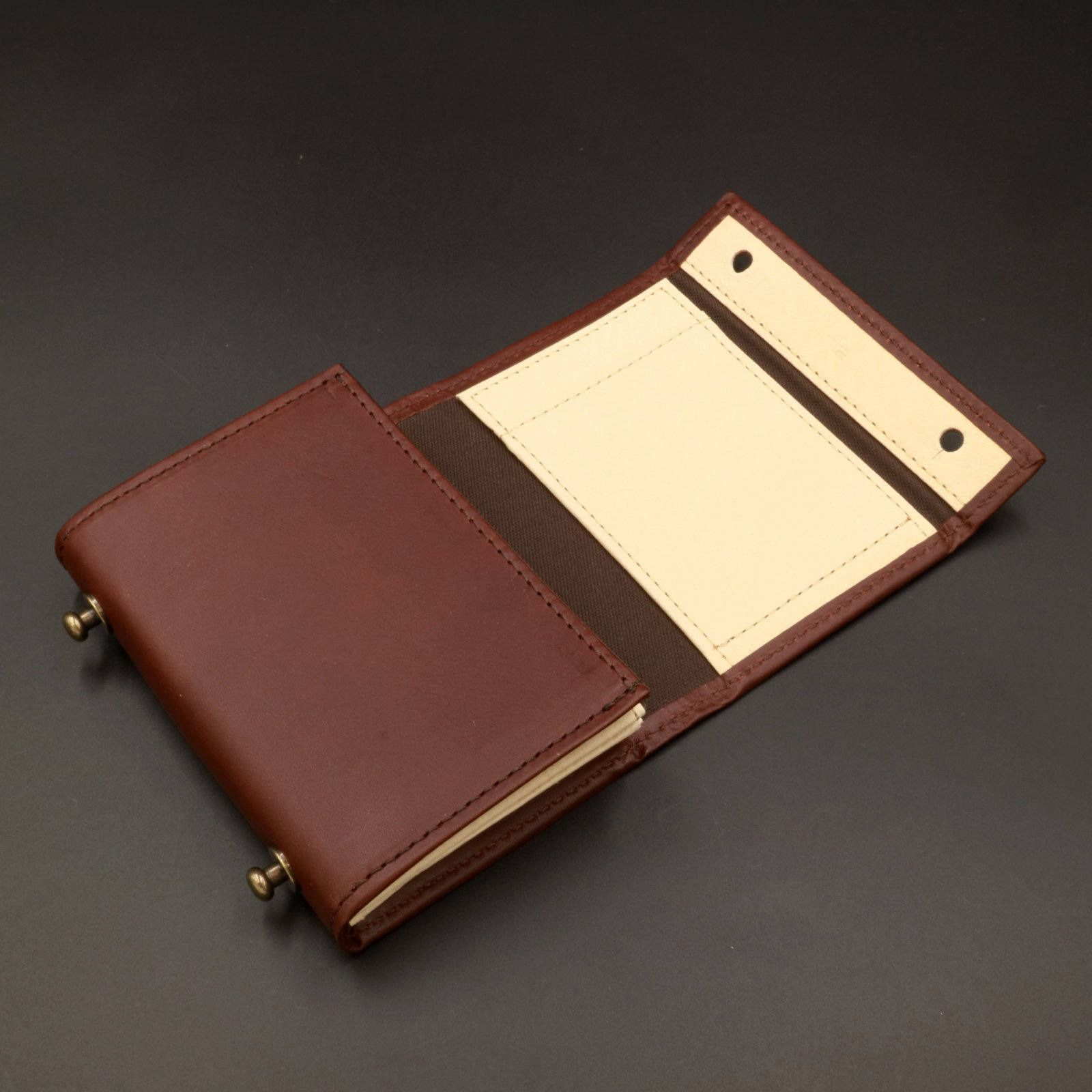 【送料無料対象外】「millefoglie II P25」ミニ財布（左利き） タバコ×ベージュ