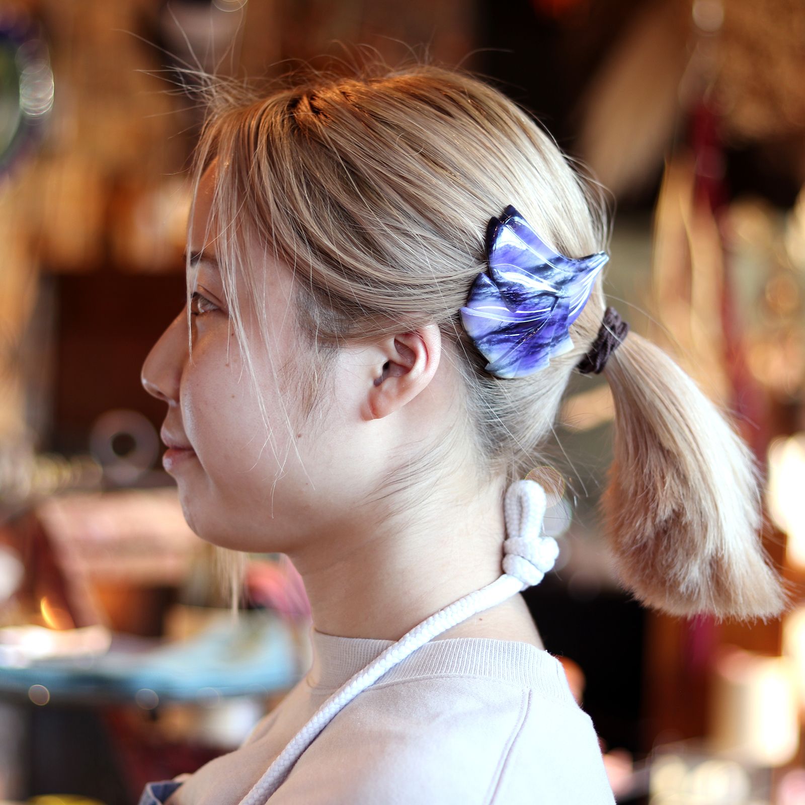 「60s バイオレットフラワー」ヘアクリップ フランス