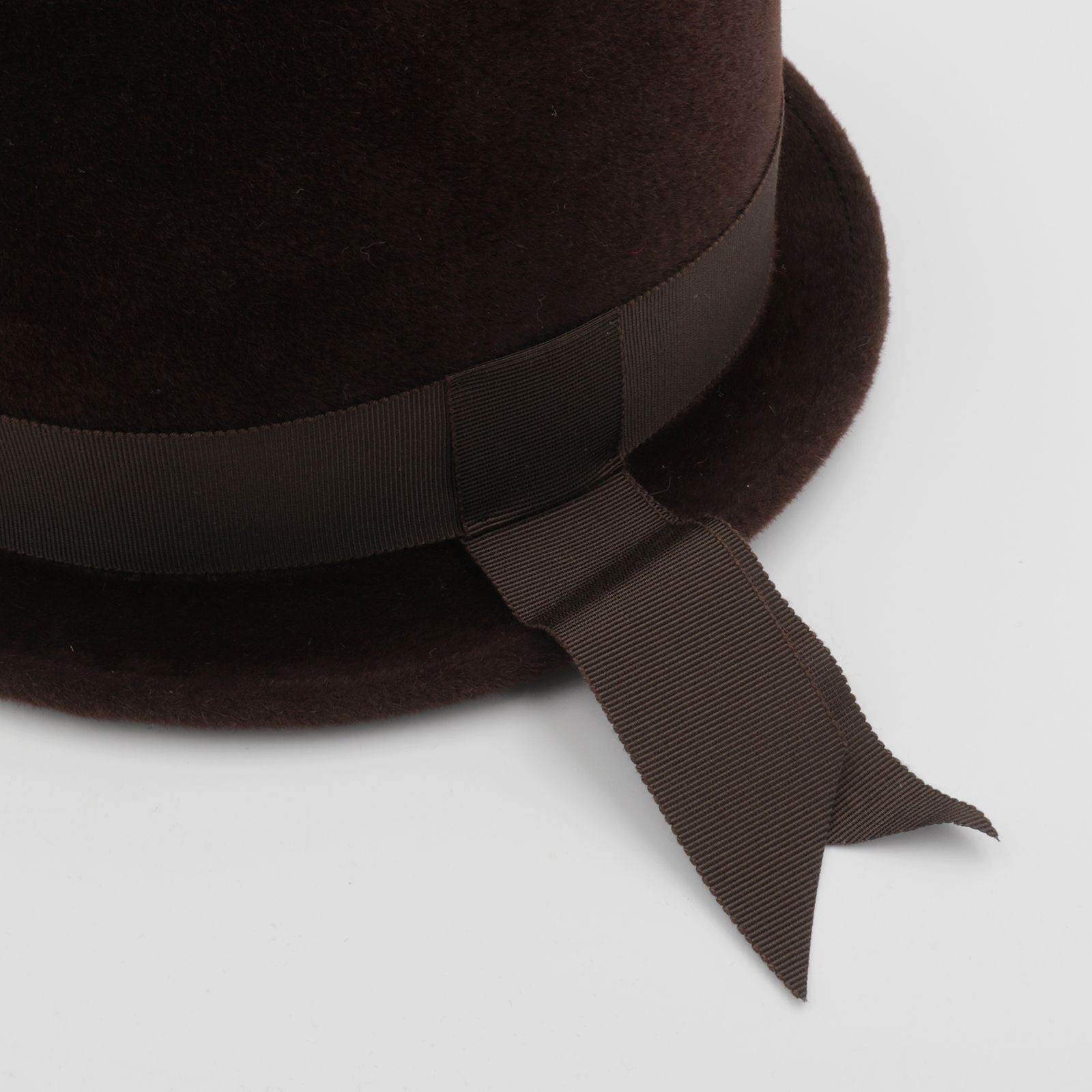 【送料無料対象外】サイドリボンハット ブラウン ベロア
