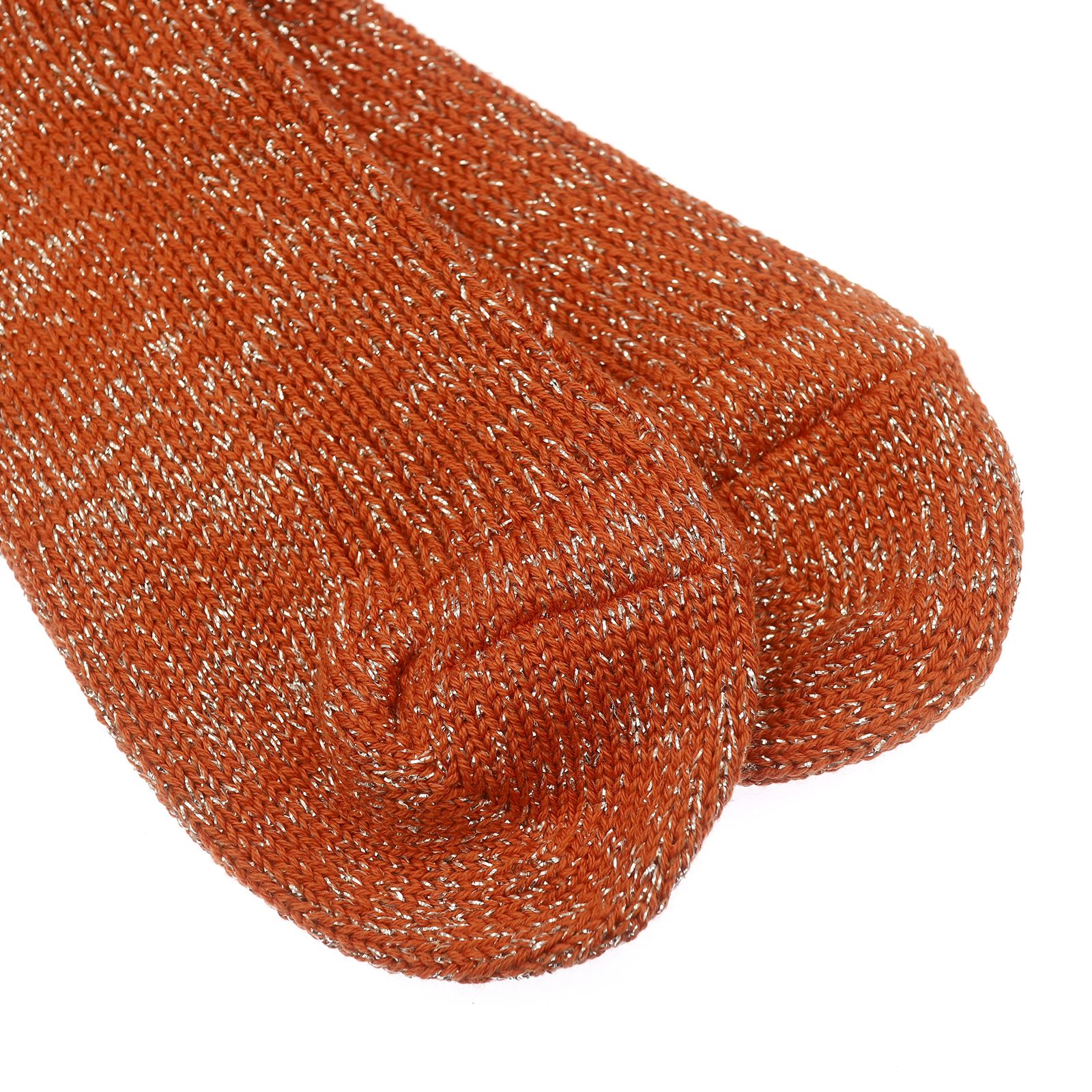 Heavyweight Glitter Ribbed Socks オレンジ×シルバー 靴下