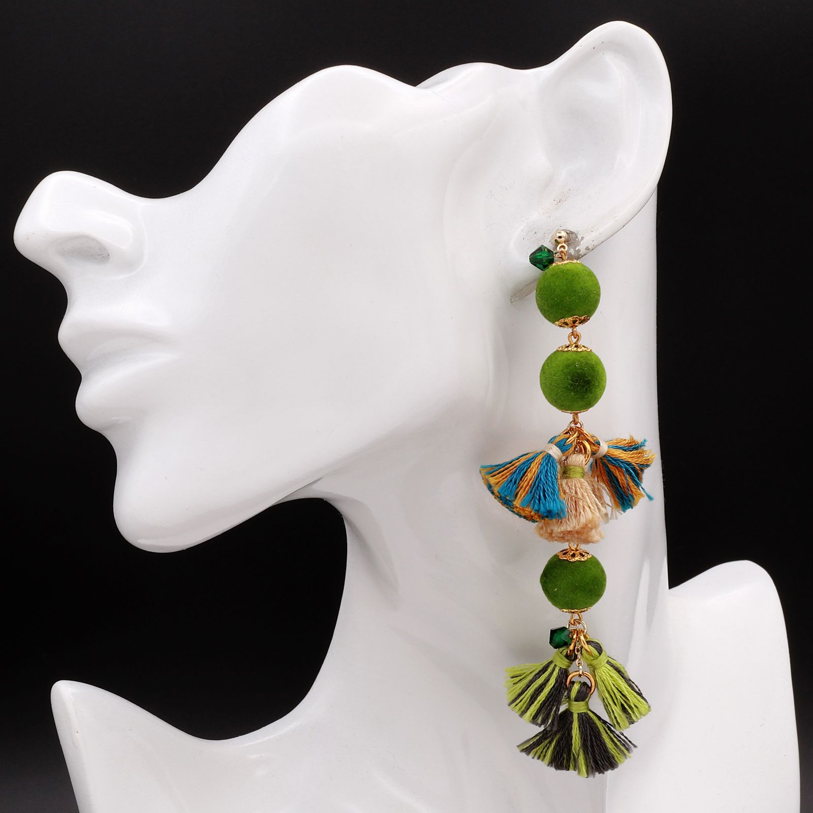 「SON 段々」ピアス グリーン【collection de couleurs de sachikoism】