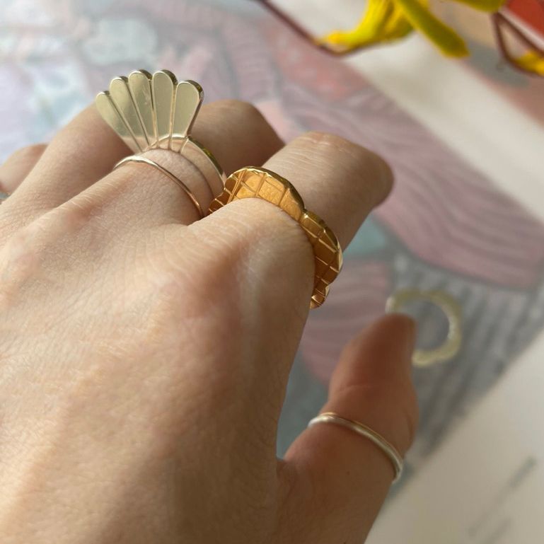 「FLOWER COMB RING&CUFF」リング/イヤーカフ シルバー