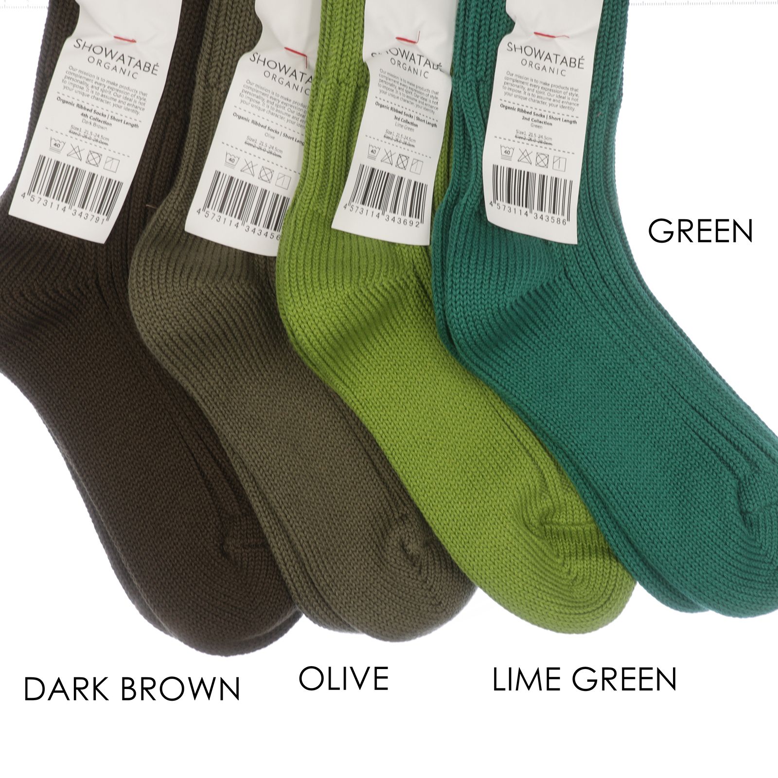 Organic Ribbed Socks Short Length ターコイズ 靴下