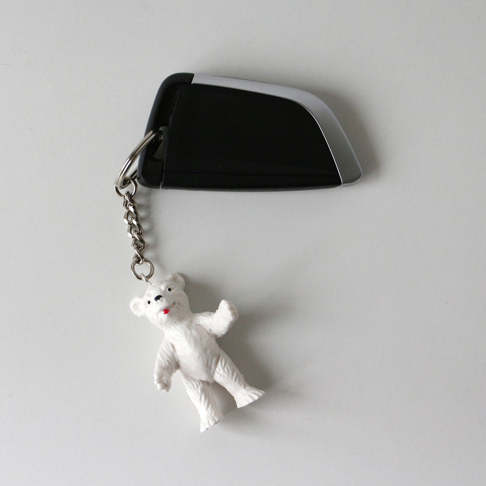 「ALFRED FISCHER KEY RING」standing bear white ドイツ