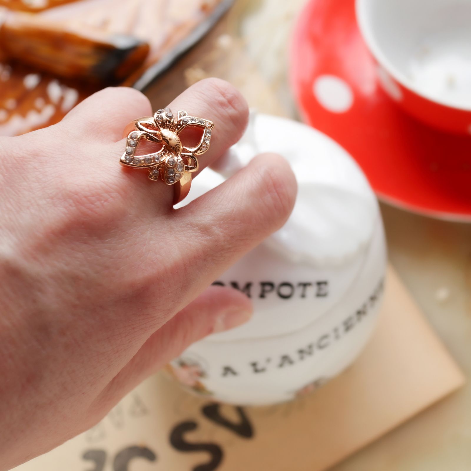 「リボンブーケ」デッドストックリング イギリス