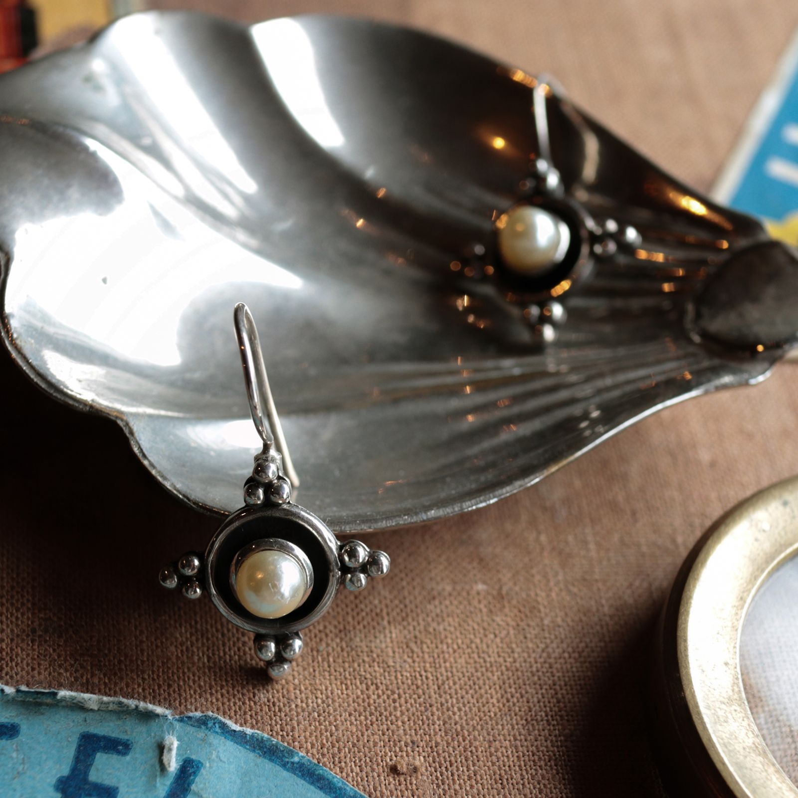 「パールオンボールクロス」ピアス ヨーロッパ silver925