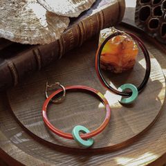 「L&Sラッカーフープ」ピアス オレンジ＆ミントグリーン