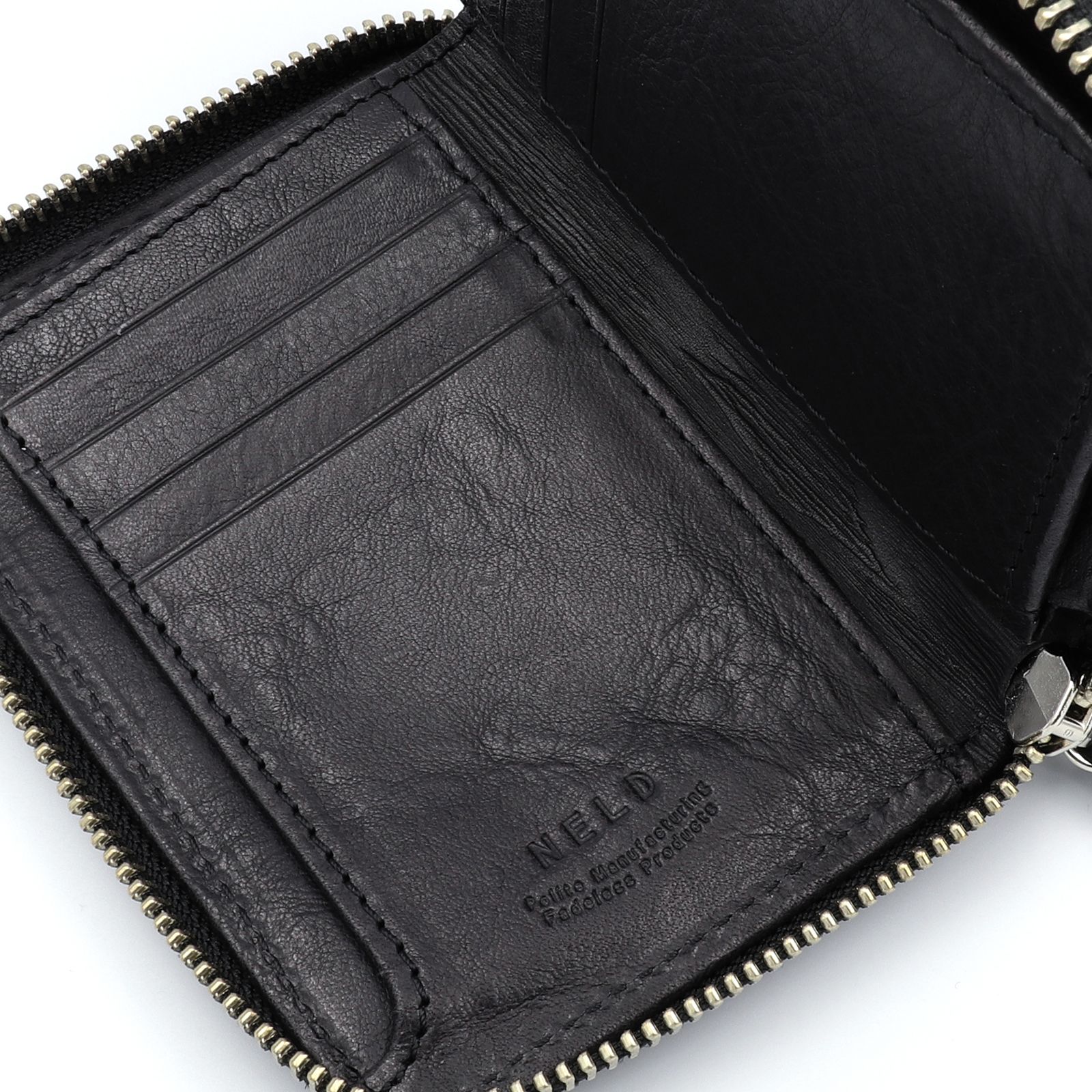 「MOKU」ラウンドミドル財布 ブラック
