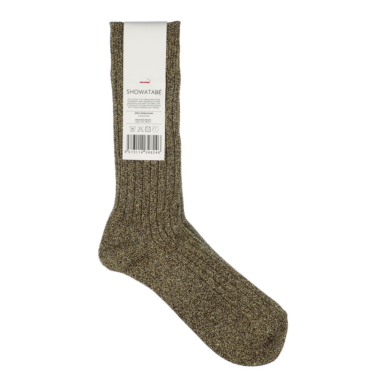 Glitter Ribbed Socks アンティークゴールド 靴下