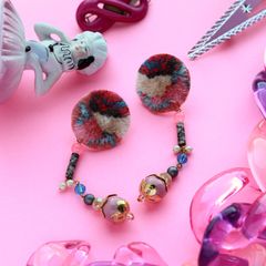 「TRIBO ビーズ」ピアス ピンク【collection de couleurs de sachikoism】