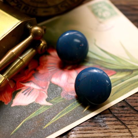 「60s スモーキーブルーラウンド」イヤリング ヨーロッパ