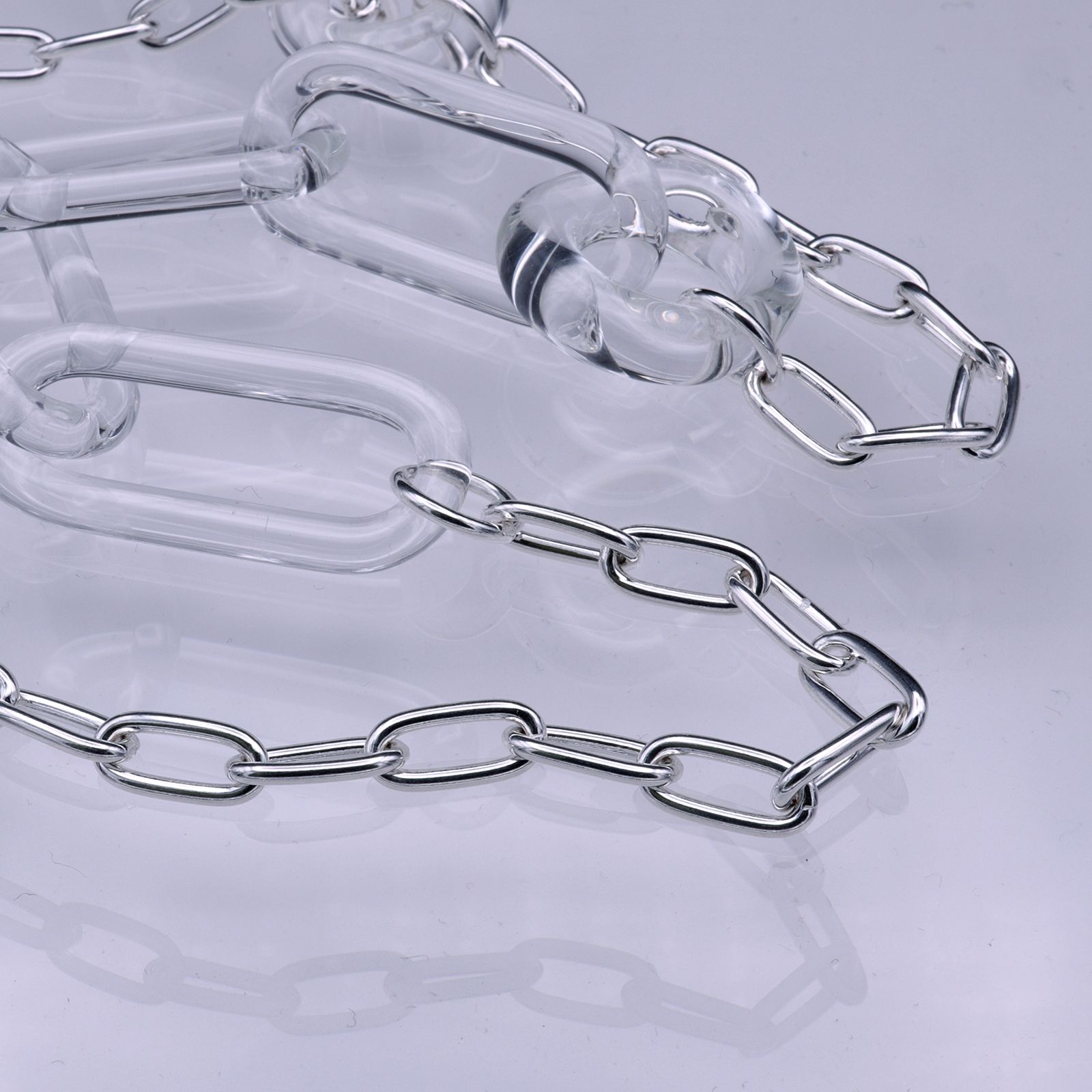 「Glass Chain & Silver Necklace」ネックレス クリア&シルバー