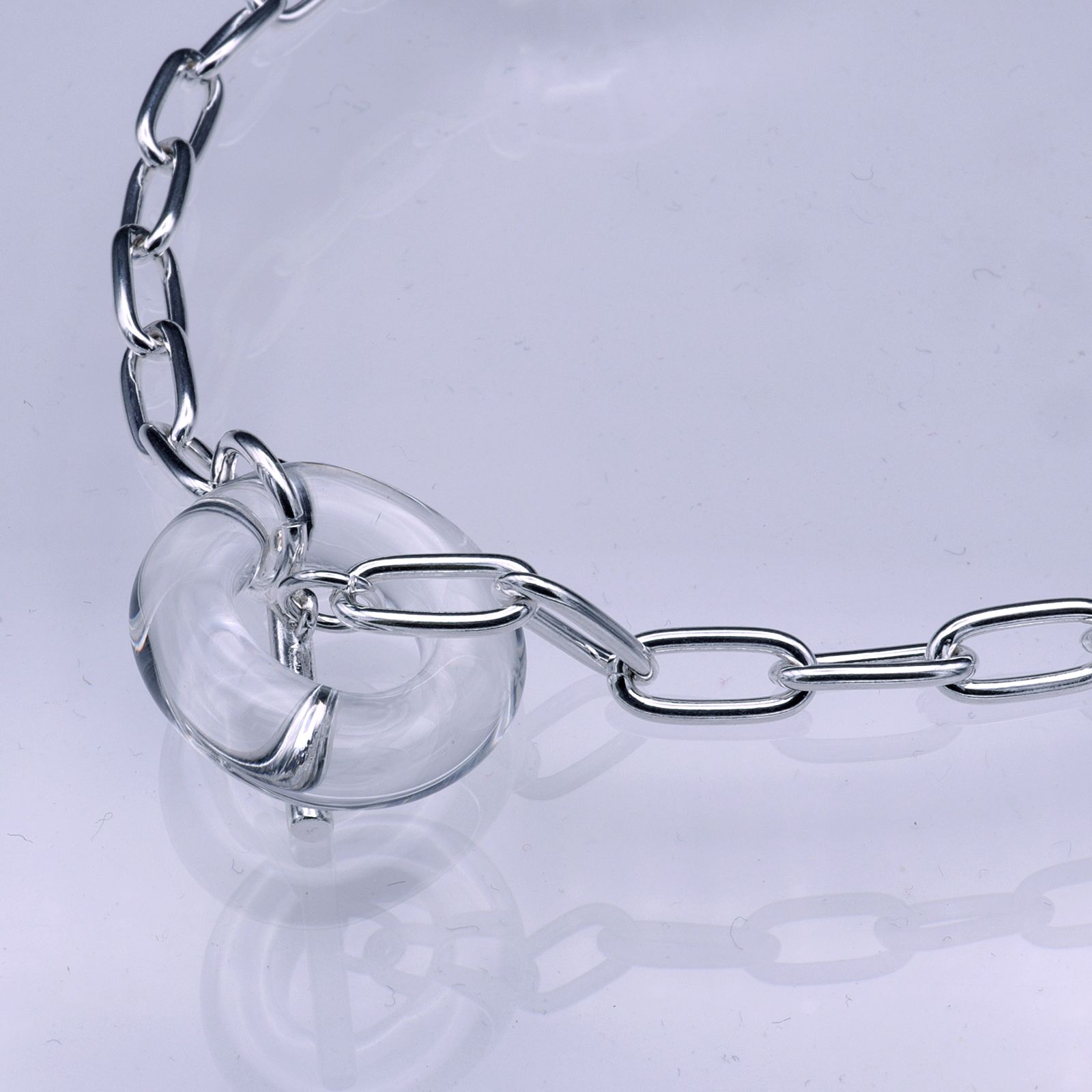 「Glass Chain & Silver Necklace」ネックレス クリア&シルバー