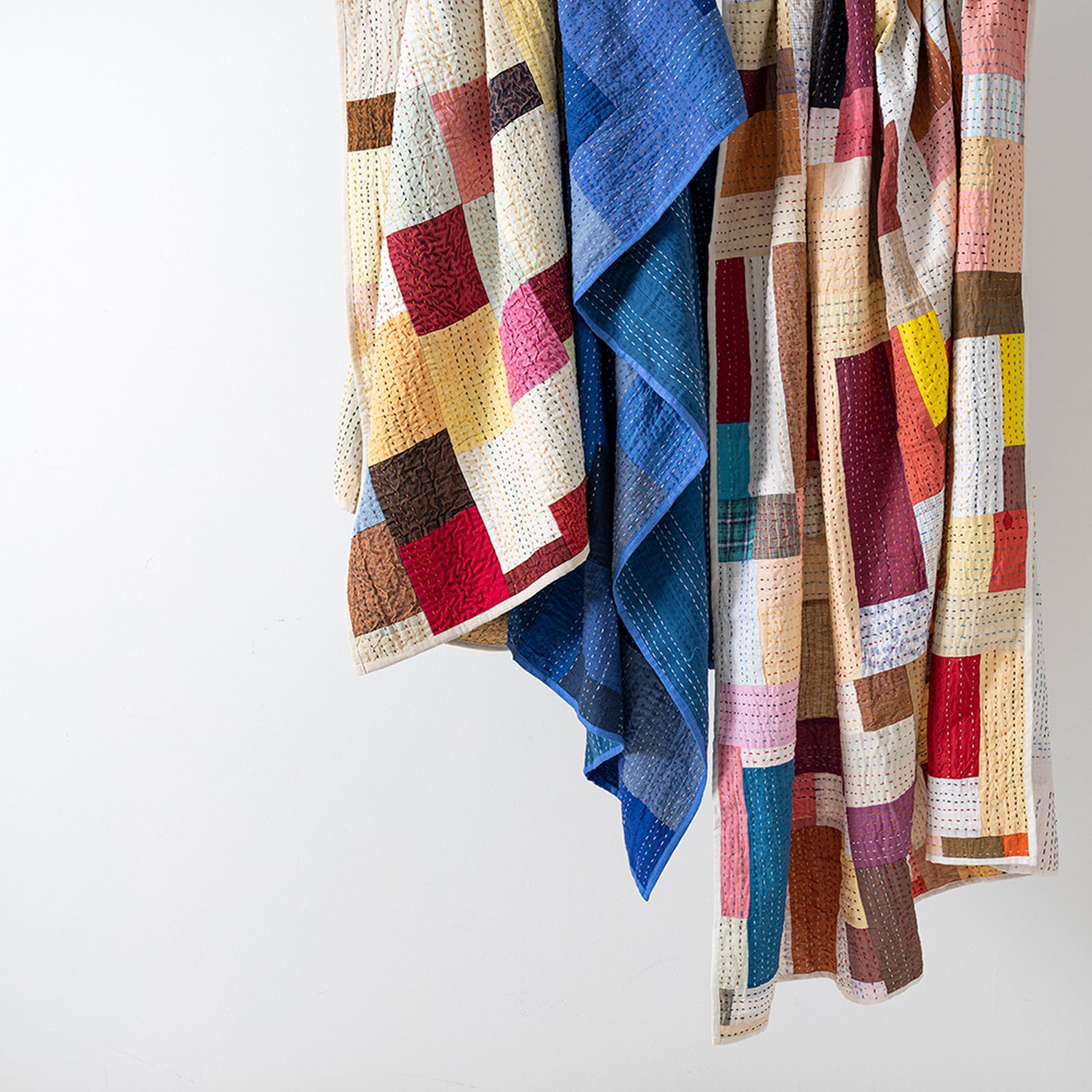 「PACHWORK KANTHA QUILT」Navy
