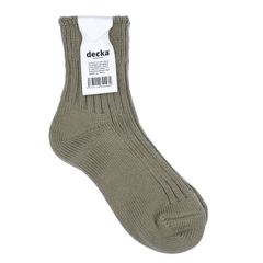 Low Gauge Rib Socks Short Length カーキ