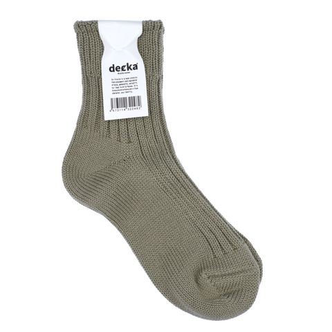 Low Gauge Rib Socks Short Length カーキ