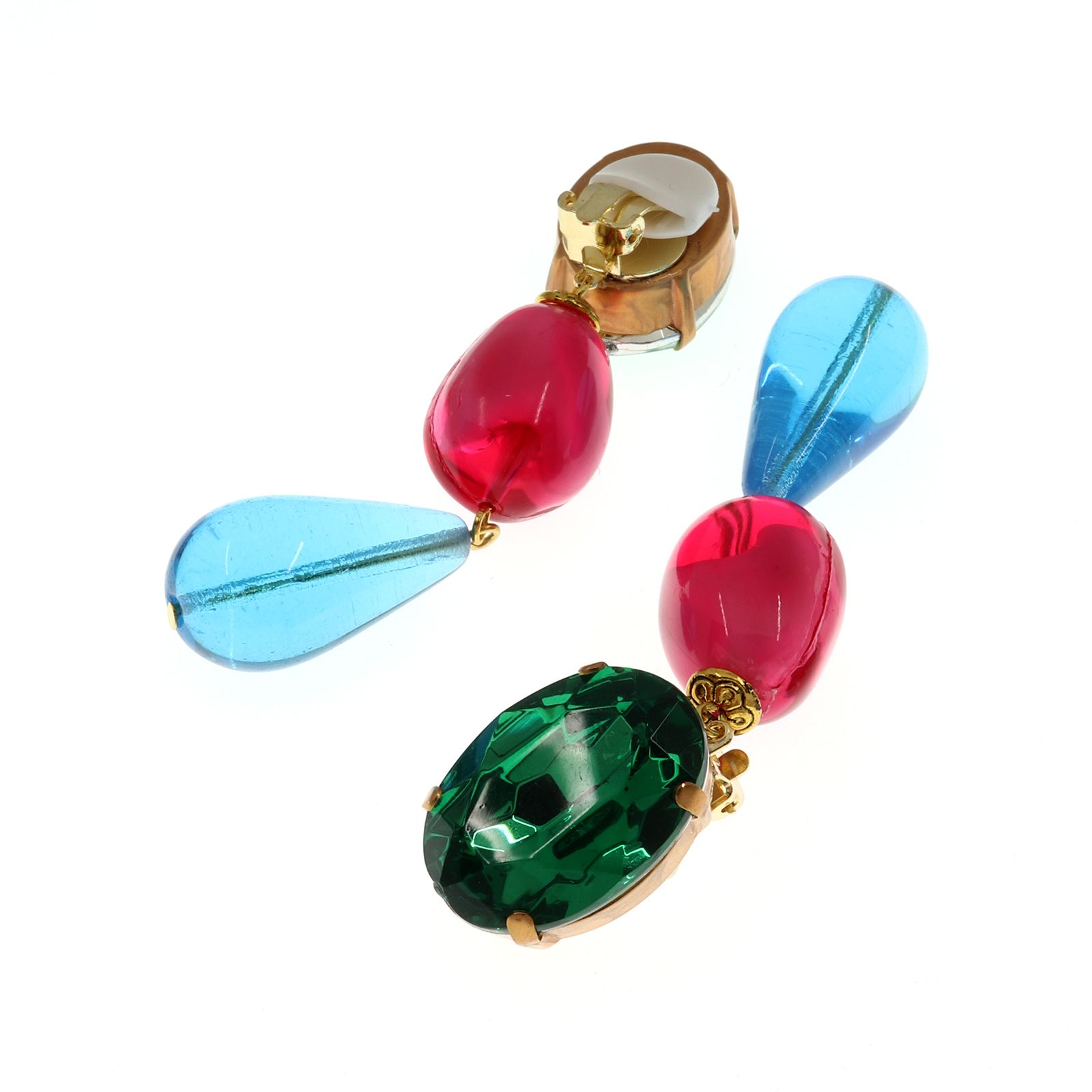 「カラフルドロップス」イヤリング ブルー×ピンク×グリーン
