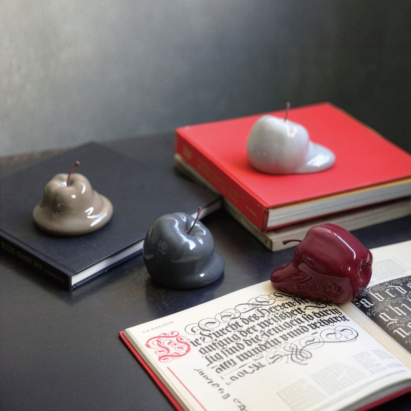 「ROBBEN ASH GRAY」溶けたリンゴのオブジェ