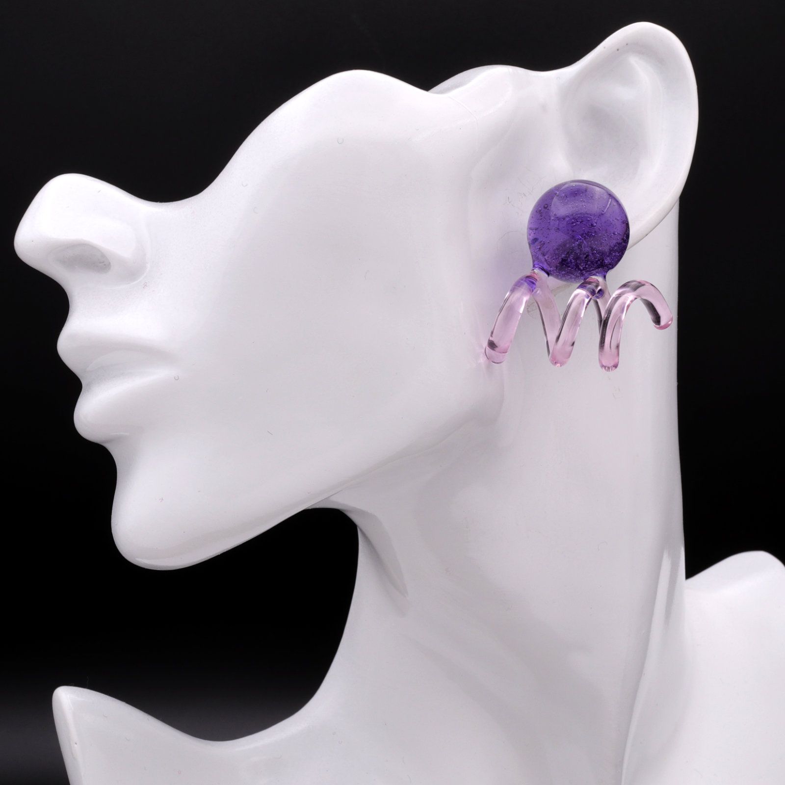 「New Spiral Glass」ピアス(片耳) パープル×ピンク