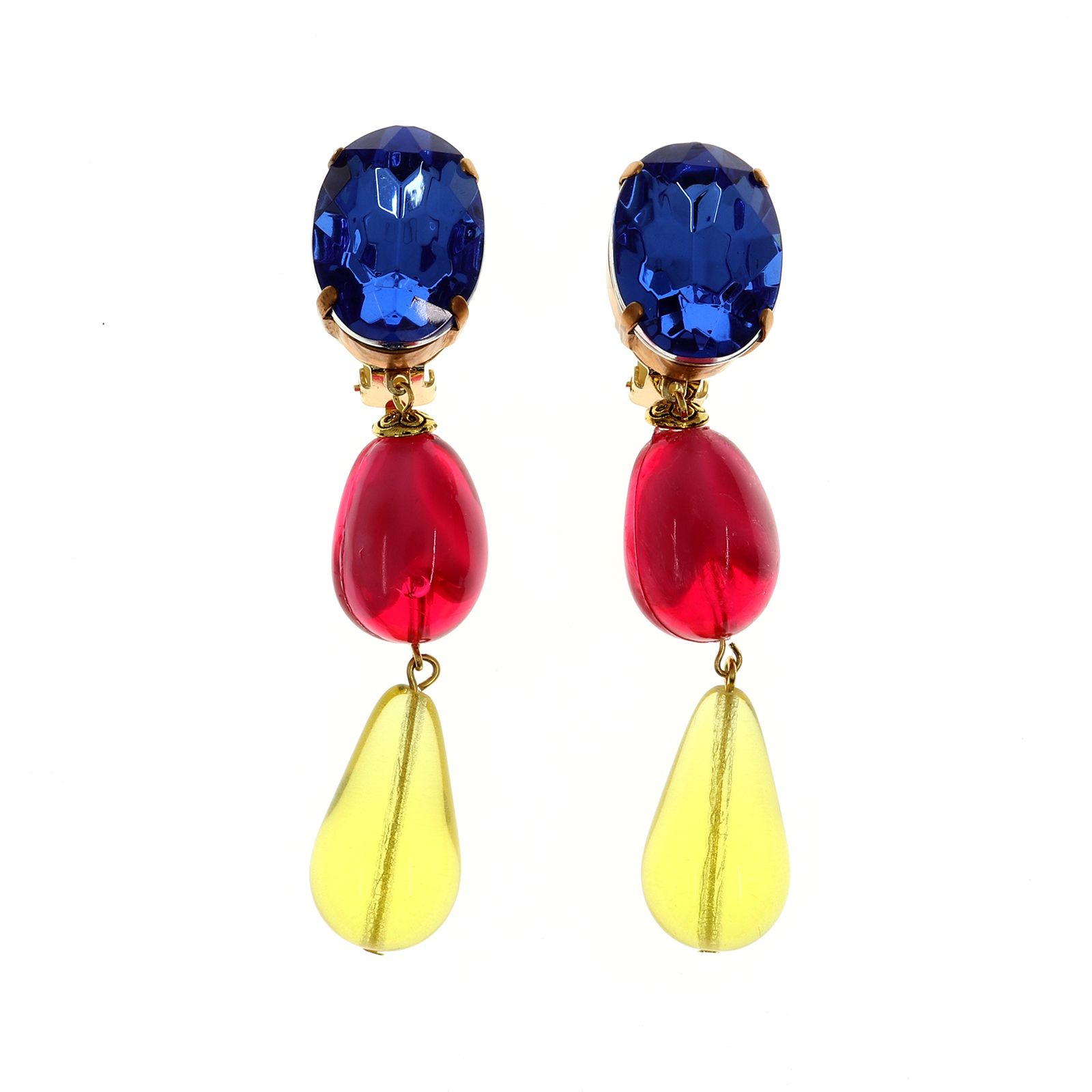 「カラフルドロップス」イヤリング イエロー×ピンク×ブルー