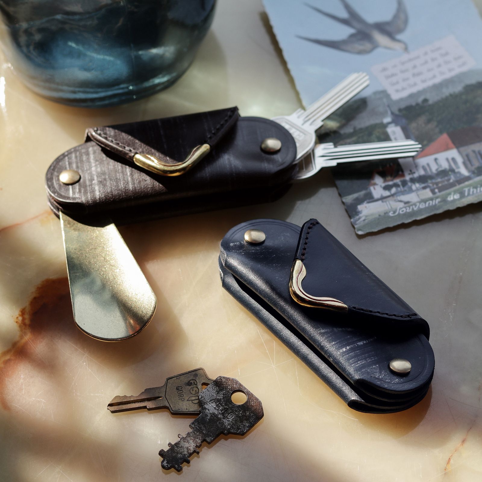 【Cramp】ミニキーケース＆シューホーン ブライドルレザー ネイビー