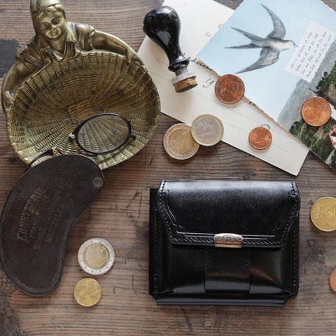 【Dual】ギャルソンコンパクトウォレット サドルプルアップ  ブラック