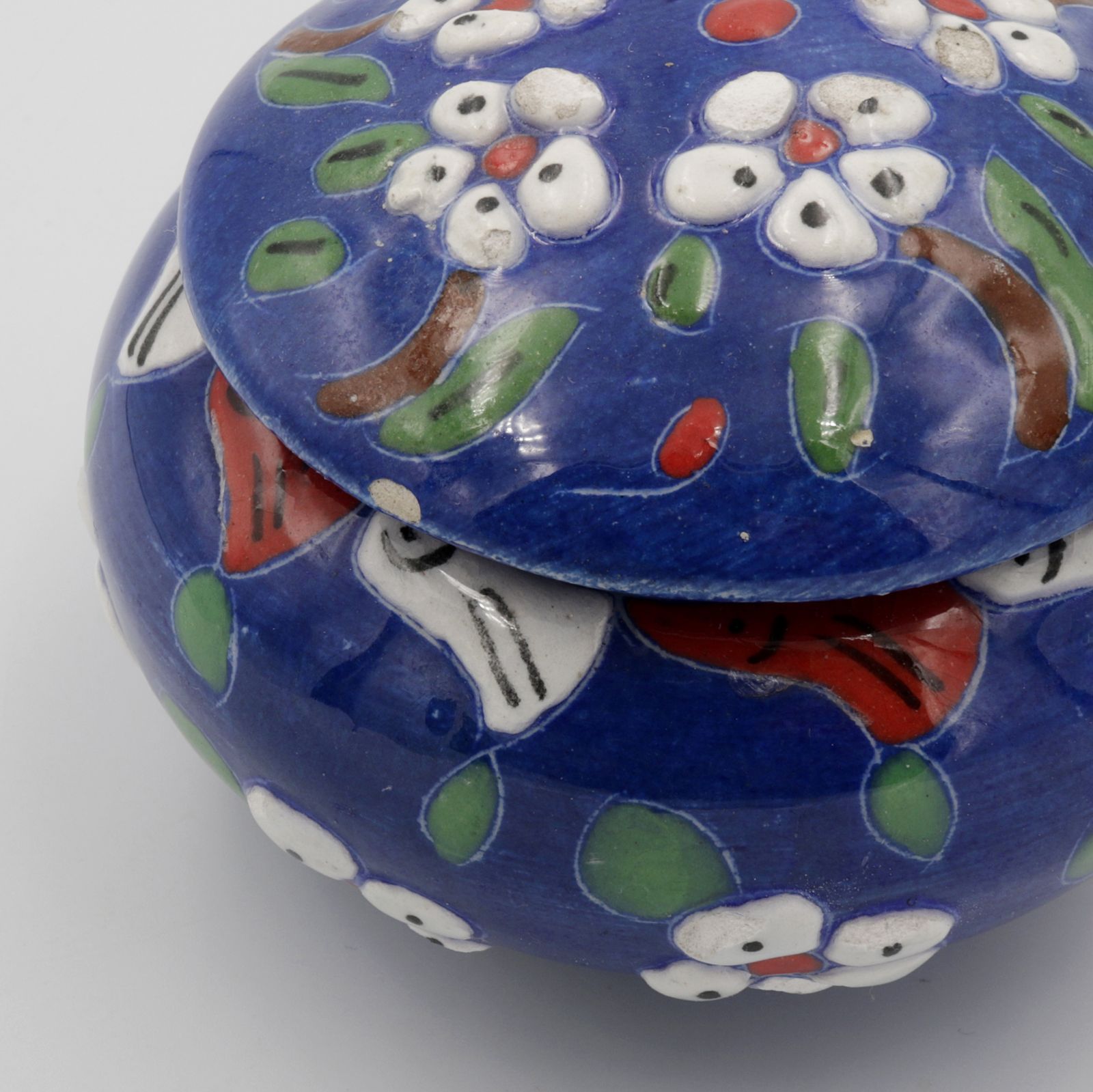 花柄のブルーポット 小物入れ フランス1950s-1960s