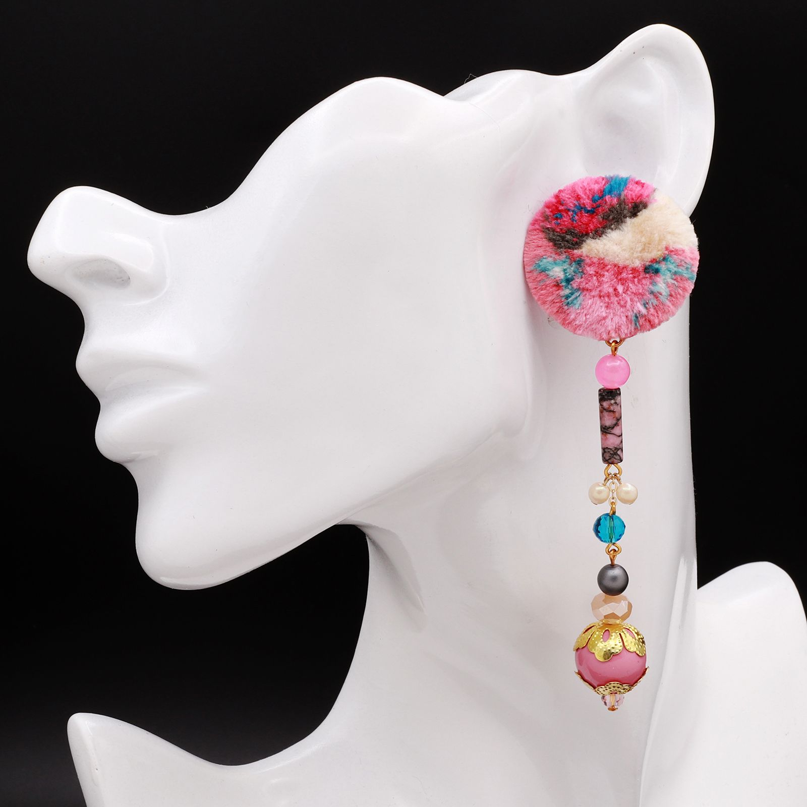 「TRIBO ビーズ」ピアス ピンク【collection de couleurs de sachikoism】