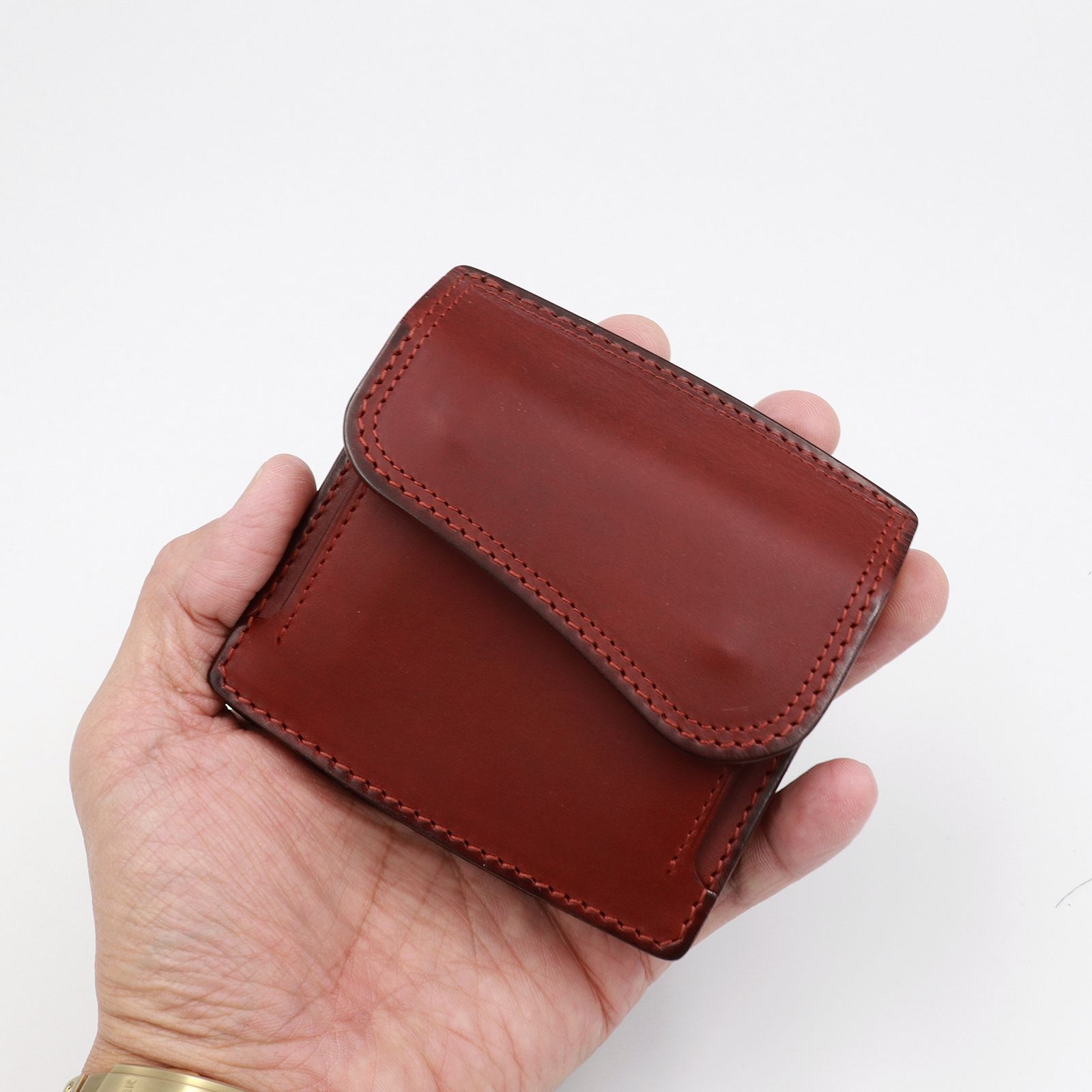 「SLATE」 マネークリップ式コンパクトウォレット レディッシュブラウン