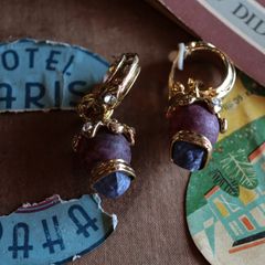 「スイングパープルゴールドメタルフープ」イヤリング フランス