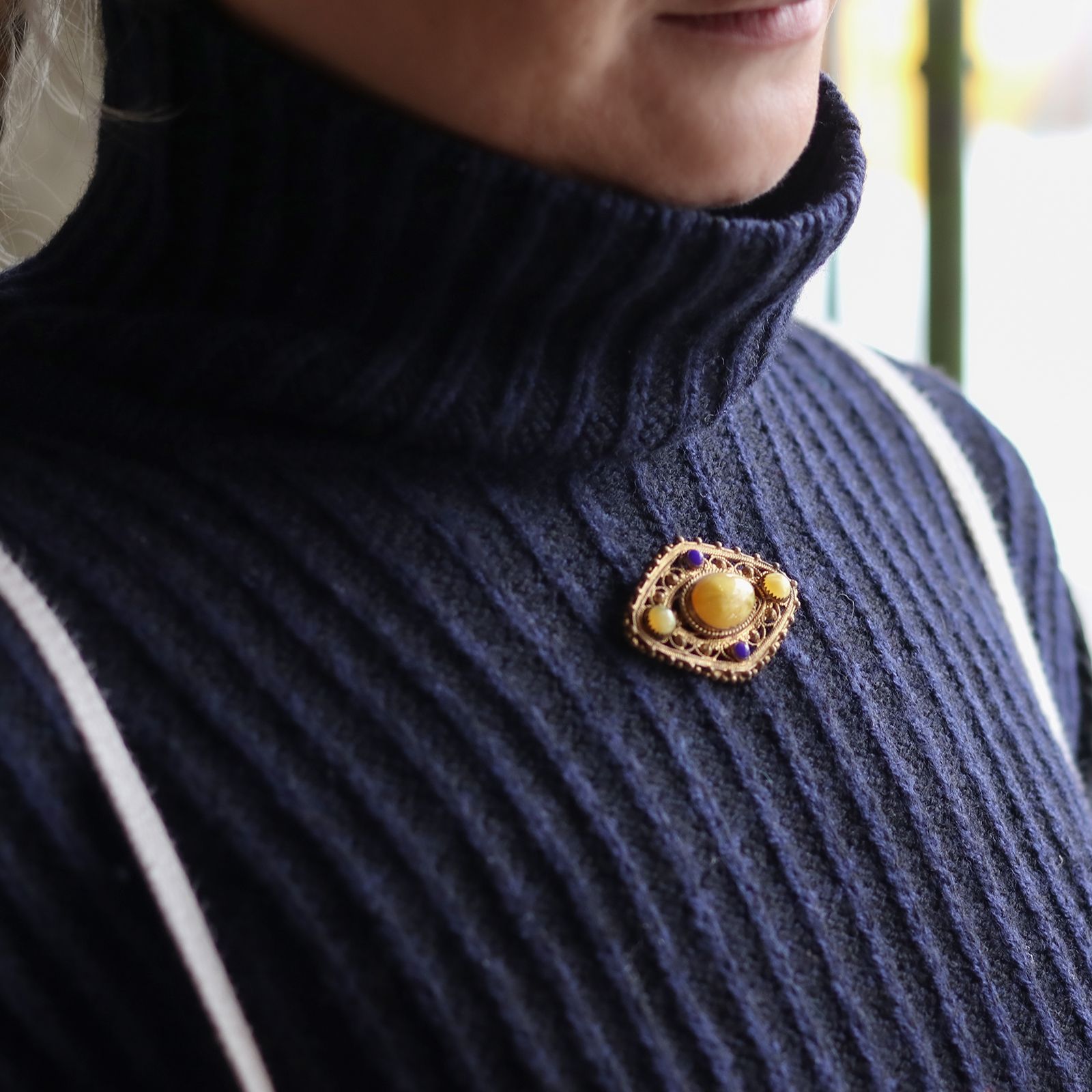 「フィリグリーダイヤ」ブローチ ヨーロッパ