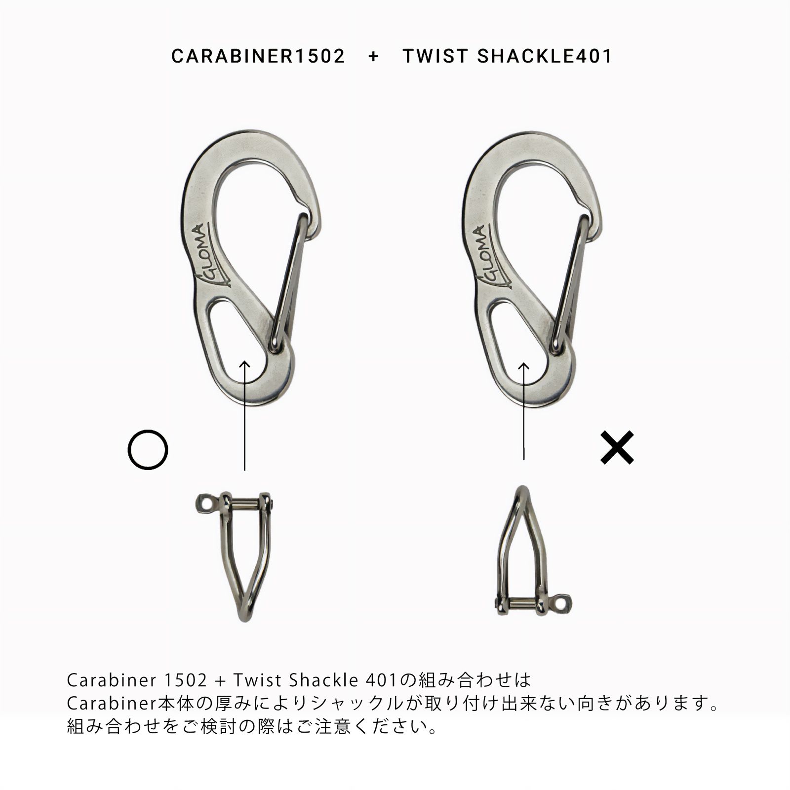 「TWIST SHACKLE S」シャックルキーリング GLOMA NAUTICA スペイン