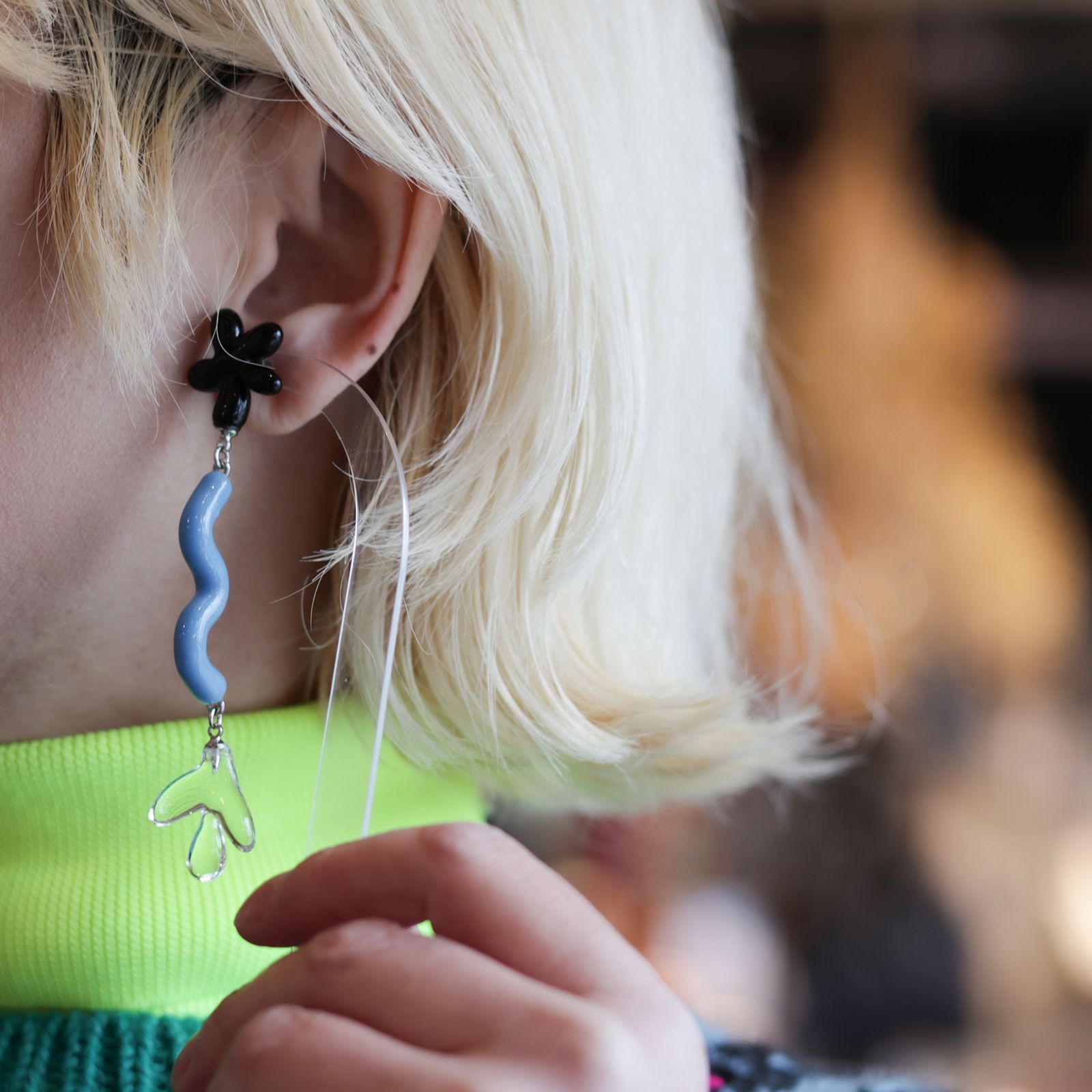 「Matisse Pierce Long」ピアス（片耳） ブラック×クリア