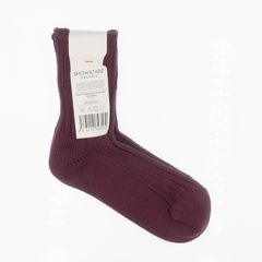 Organic Ribbed Socks Short Length ボルドー 靴下