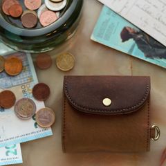 「PUFU」コンパクト財布 キャメル