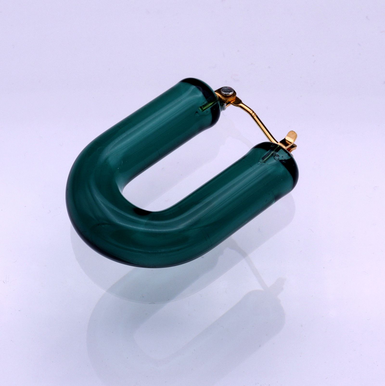 「Glass Hoop "U" Pierce」ピアス(片耳) ティールグリーン