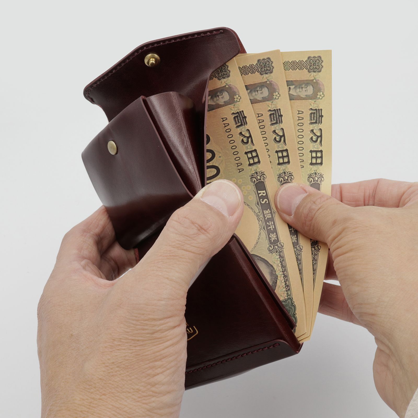 「三つ折りミニ財布PALUMO Rugato」black