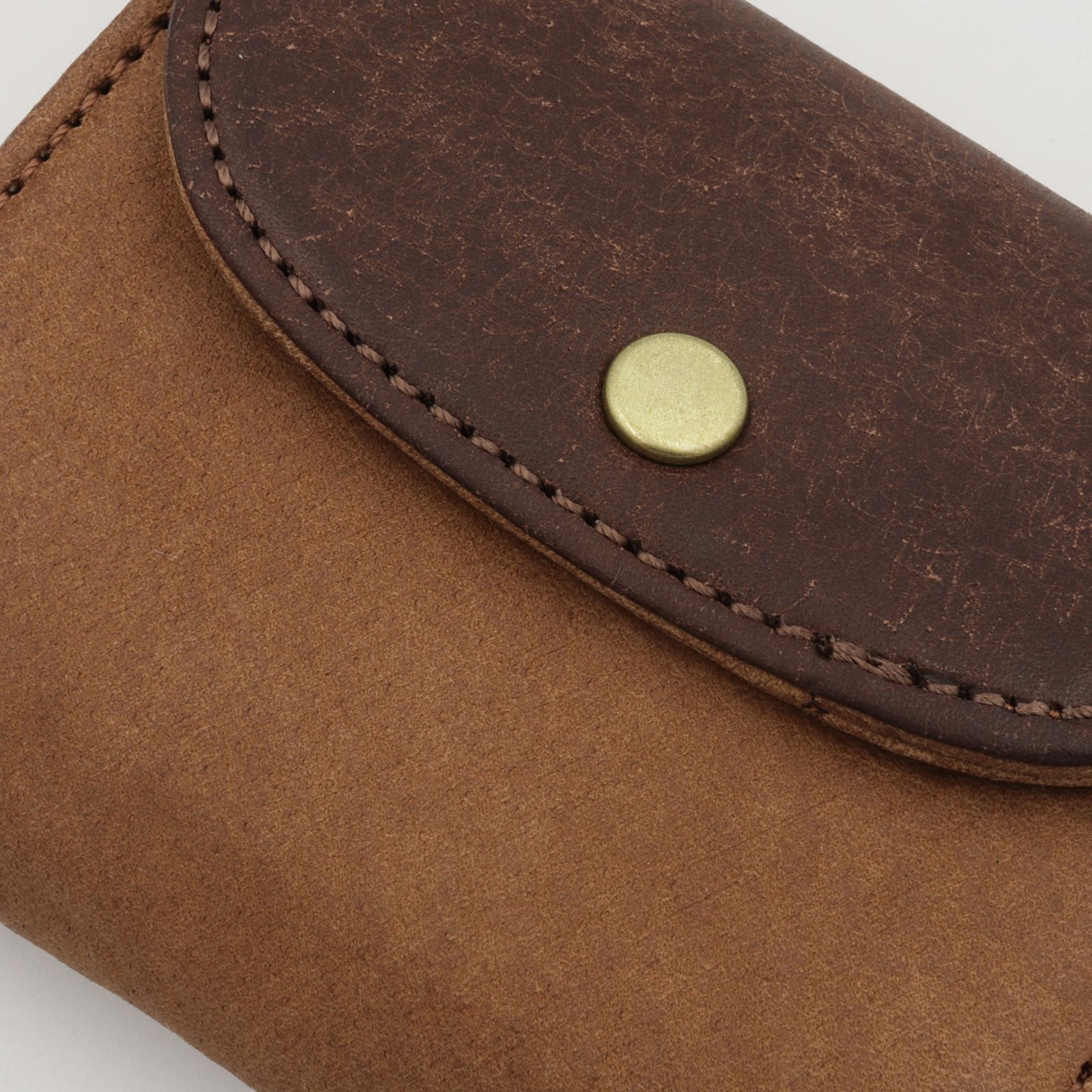 「PUFU」コンパクト財布 キャメル