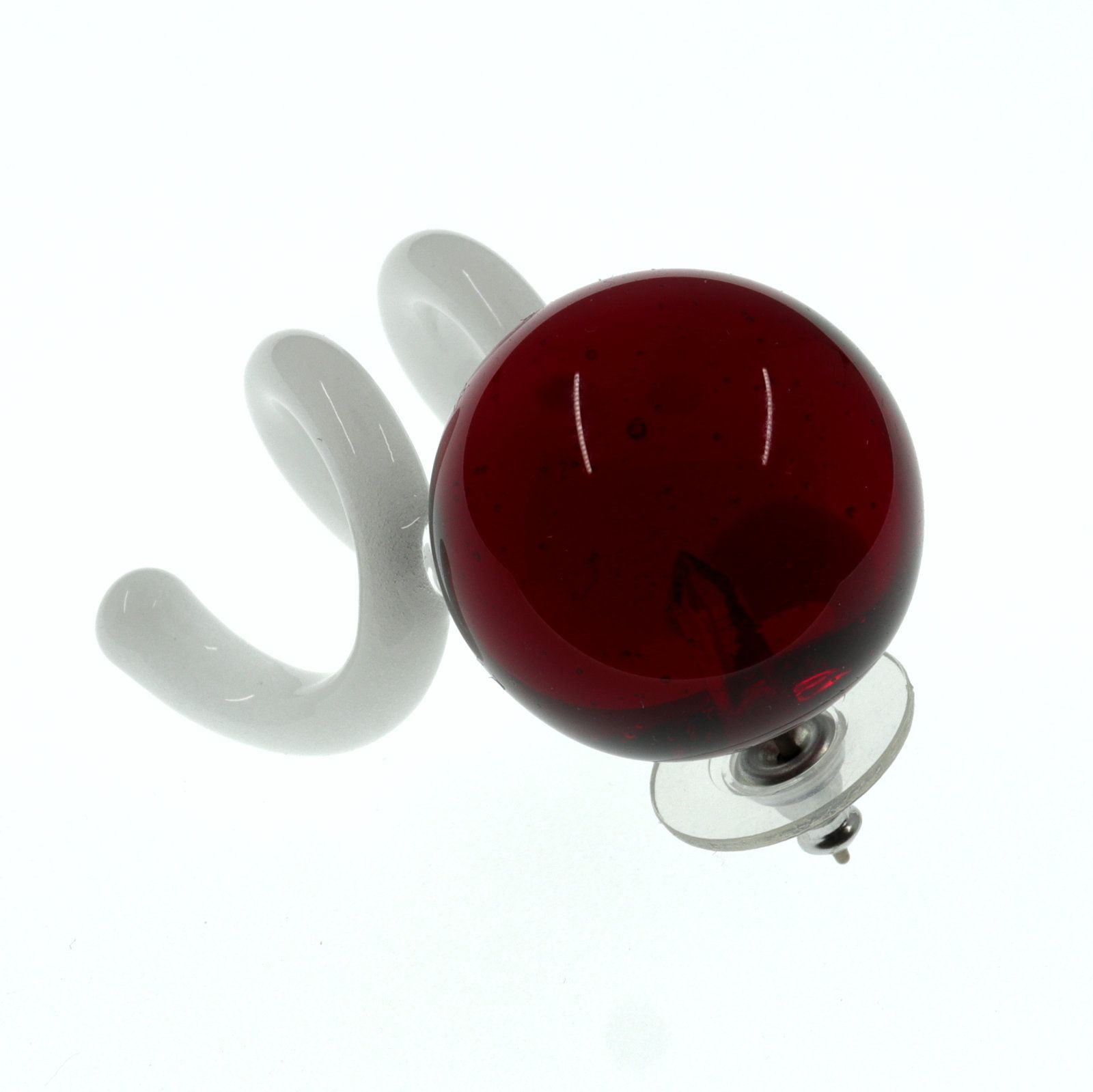 「New Spiral Glass」ピアス(片耳) レッド×ホワイト