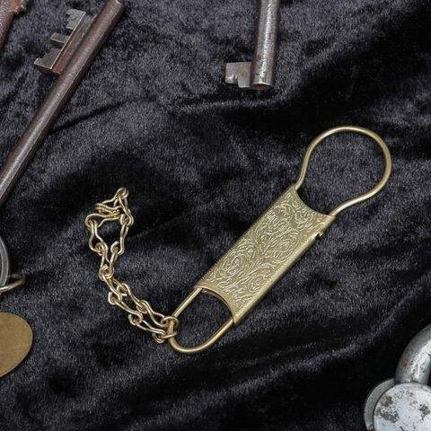 「gordon Pattern with Chain」キーリング ブラス
