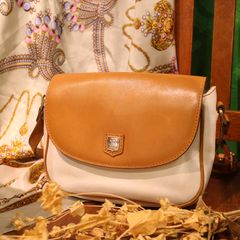 OLD CELINE オールドセリーヌ コンビショルダーバッグ/ベージュ×ホワイト