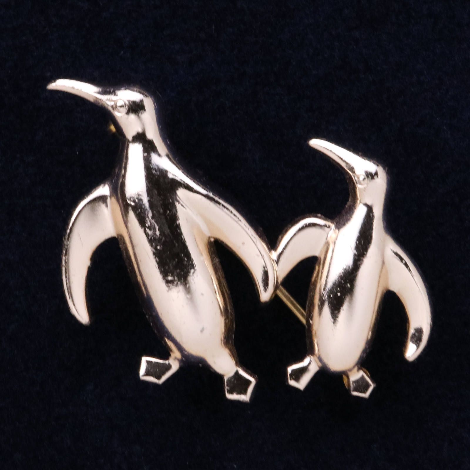 メタルブローチ「ペンギン二人」