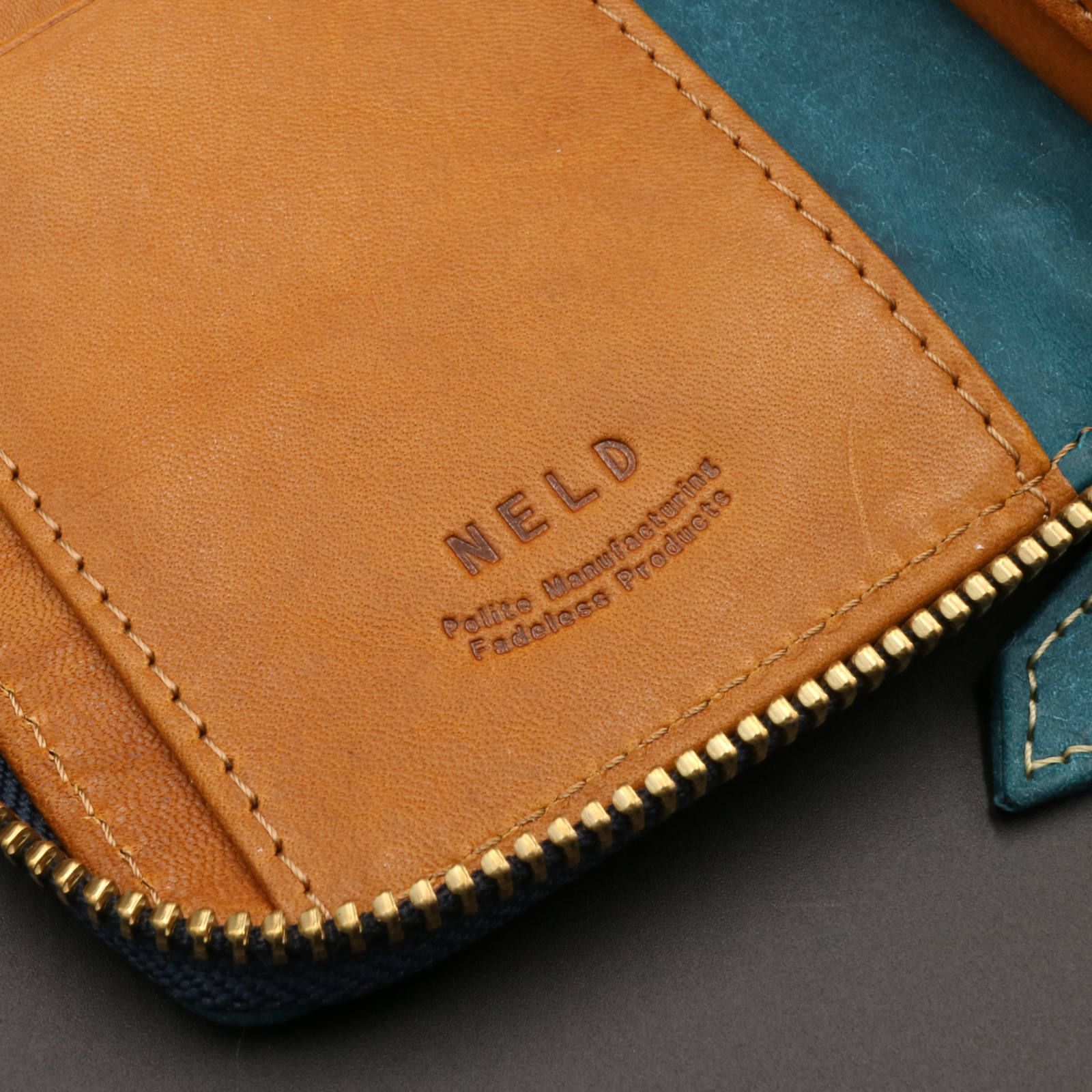 NELD/ネルド "PUEBRO/プエブロ" ラウンドジップミドル財布/ブルー