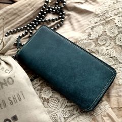 「PUEBRO」 ラウンドジップ長財布/ブルー