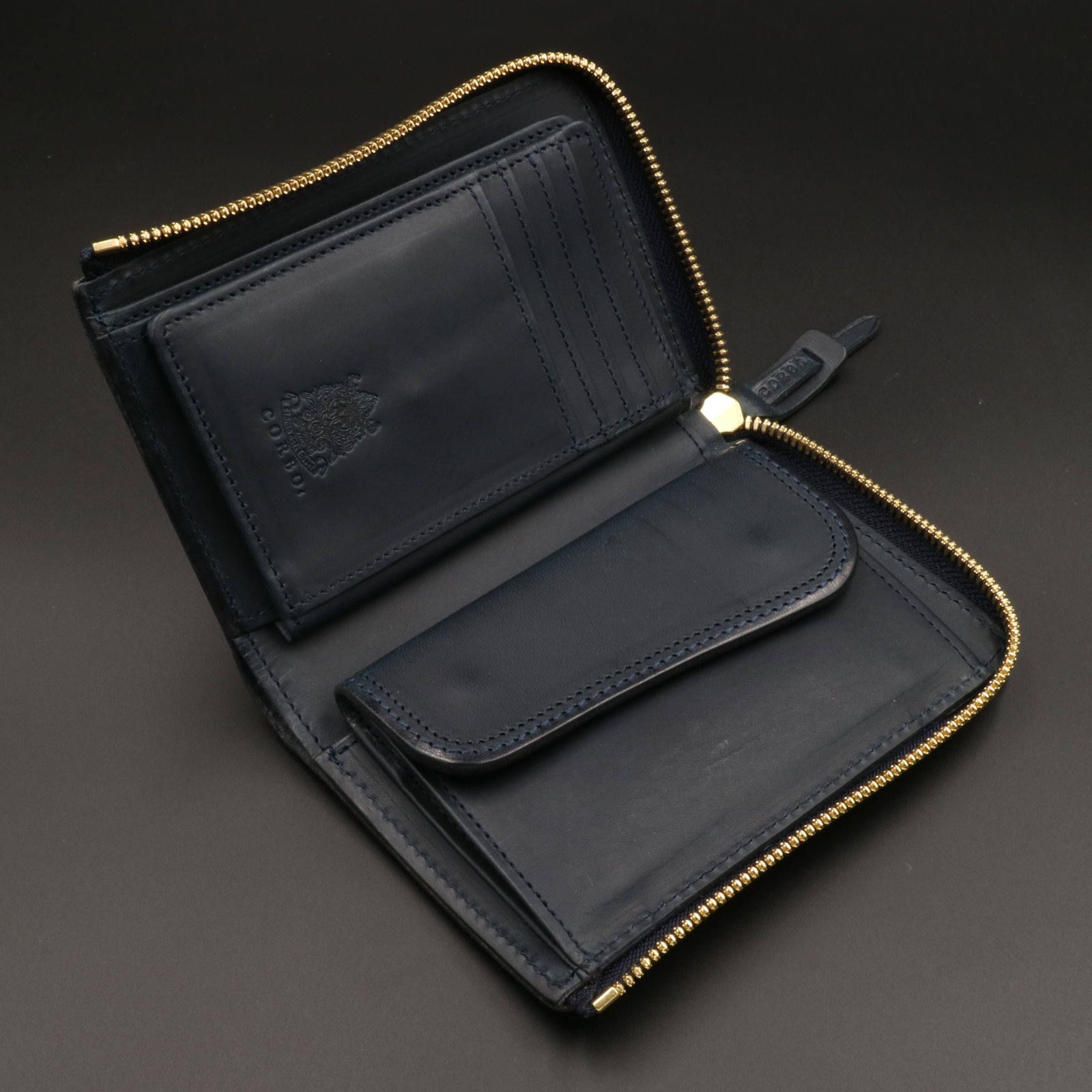「SLATE」L字ファスナー折財布/ネイビー