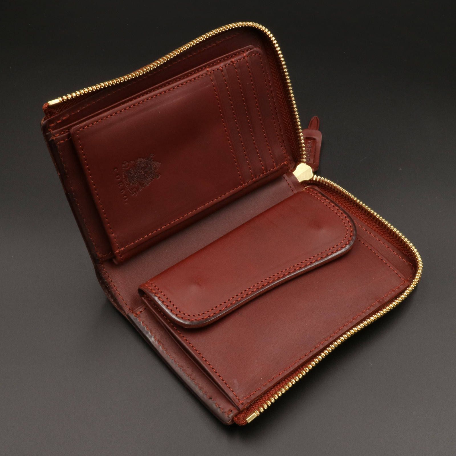 「SLATE」L字ファスナー折財布/レディッシュブラウン