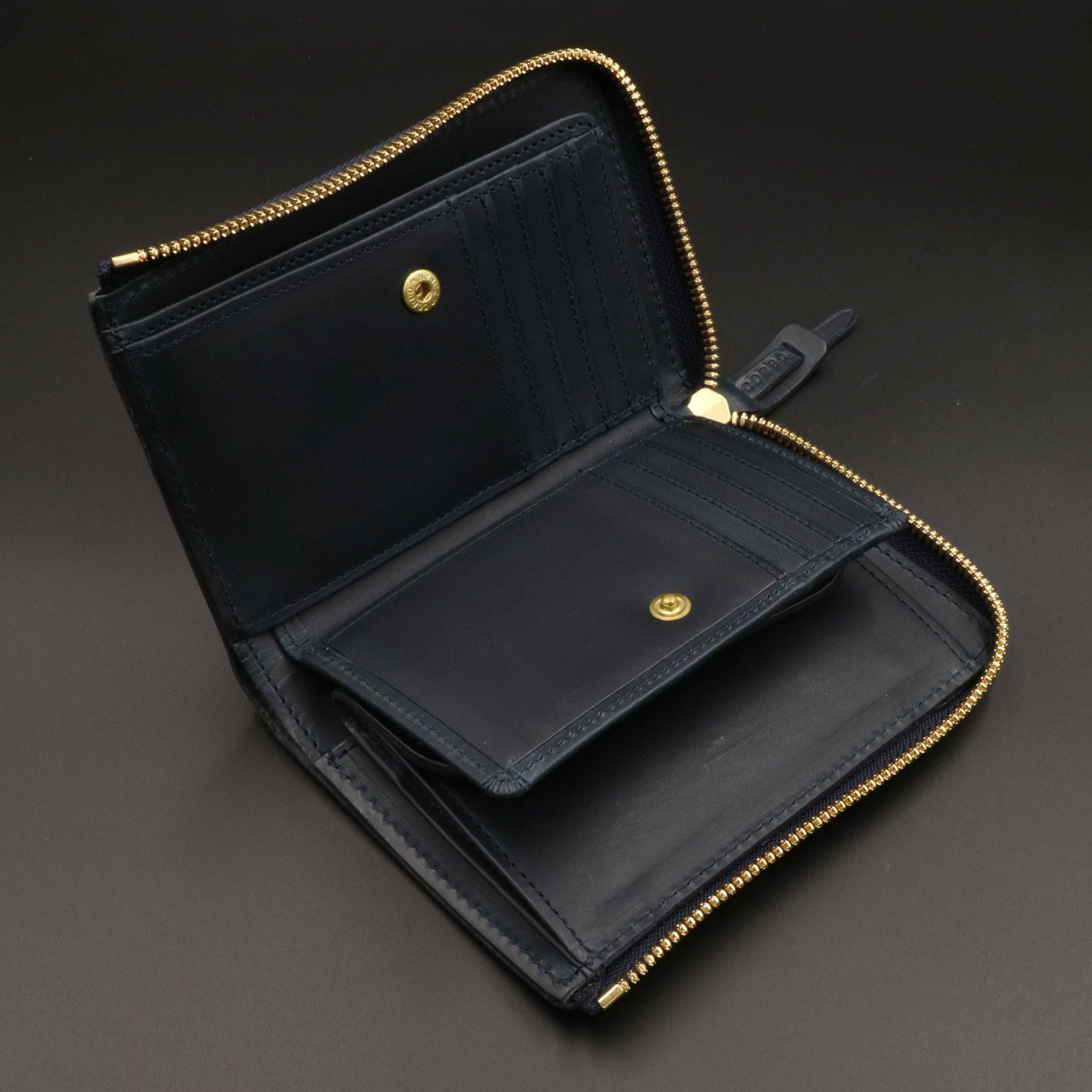 「SLATE」L字ファスナー折財布/ネイビー